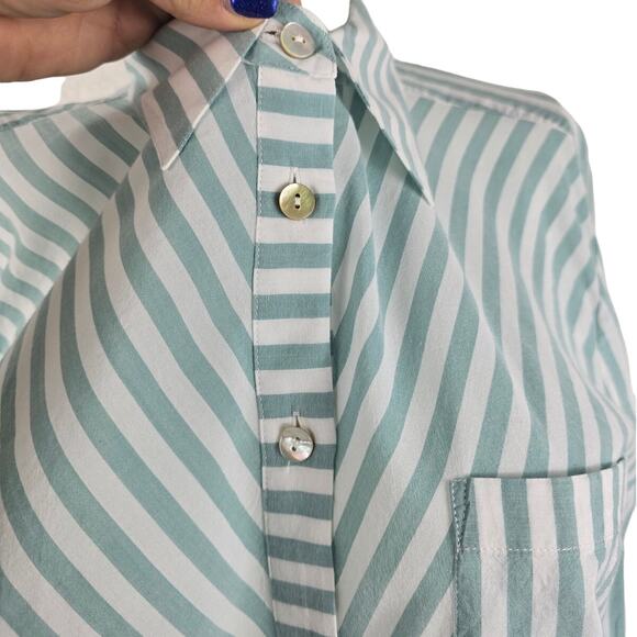 Soft Surroundings Mint Green Striped Lightweight Long Sleeve Blouse XL - Picture 2 of 6